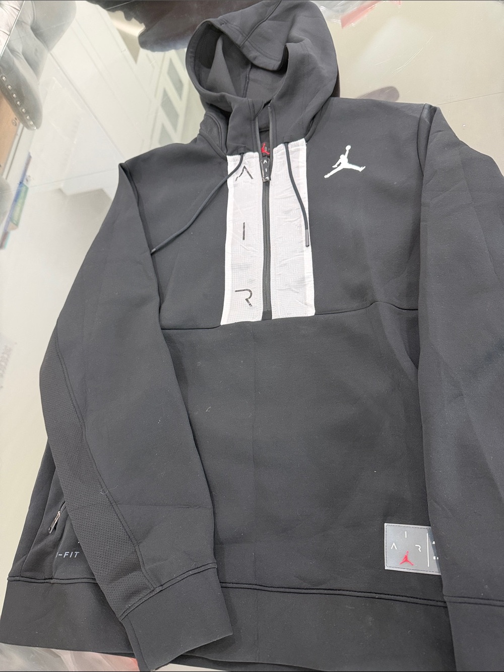 Jordan Black Hoodie with White Zip Placket and White Jumpman & sweatpants
